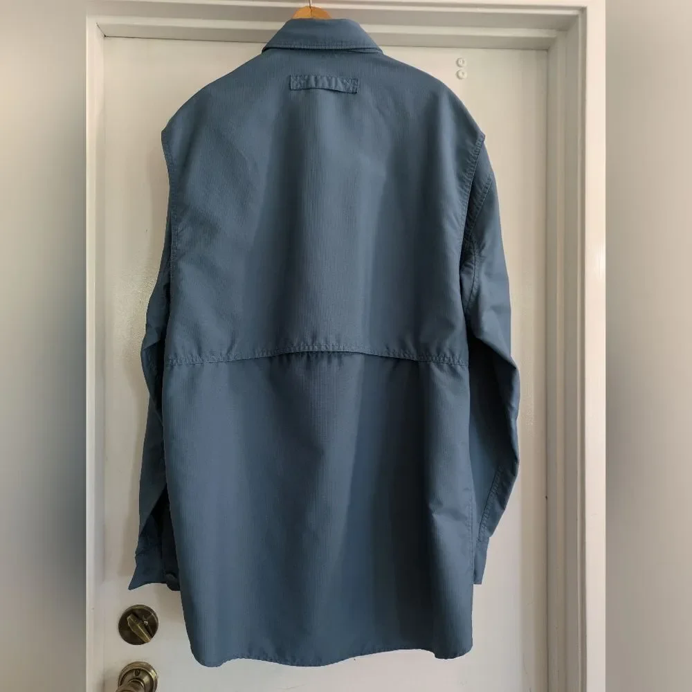Duluth Trading Co Action Long Sleeve Shirt Blue Outdoors Mesh-lined Sun Protect